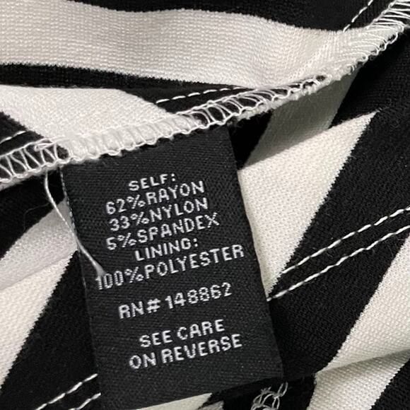 Torrid Plus Size 6 Black White Striped Ponte Knit Sleeveless Skater Dress - Picture 6 of 10